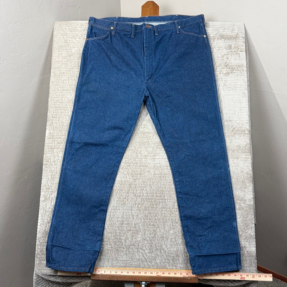 Wrangler Mens Jeans 48x34 Dark Wash Straight Leg Classic Fit Denim‎ Made in USA